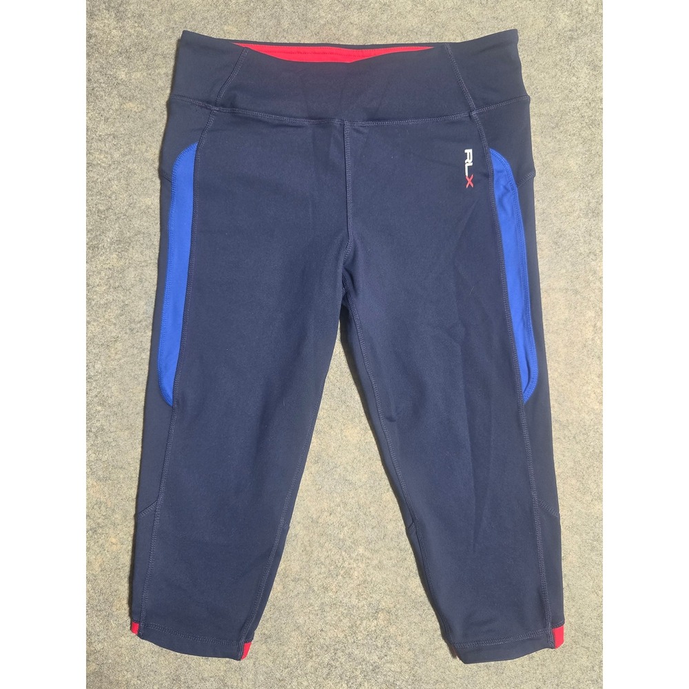RLX Ralph Lauren Navy Blue Red Performance Cropped Leggings Women Small WT6